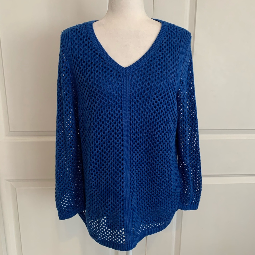 XL Blue Knitted Long Sleeve Sweater